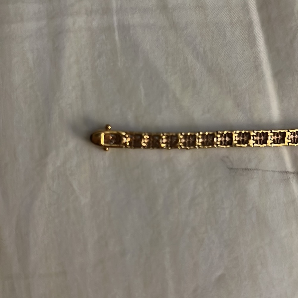 Double Row Sparkling Gold-Tone Simulated Diamonds… - image 5